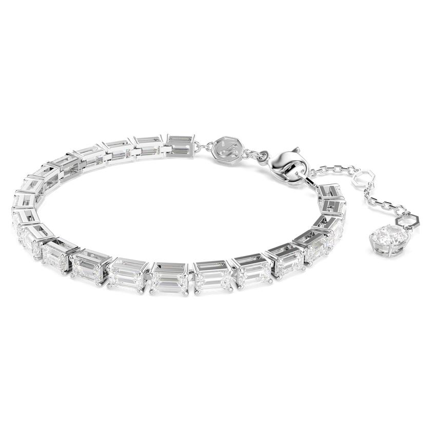 swarovski matrix tennis bracelet  baguette cut  white  rhodium plated