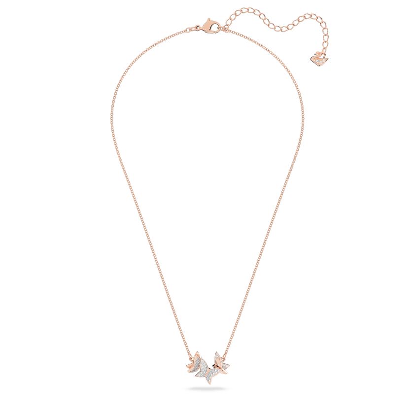 Buy Swarovski Lilia necklace, Butterfly, White, Rose gold-tone plated