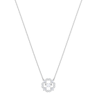 Sparkling Dance Flower Necklace, White, Rhodium Plating