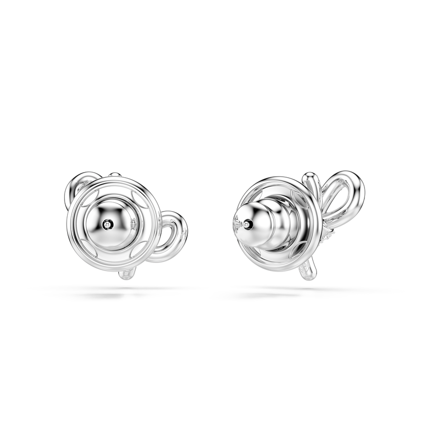 swarovski lifelong stud earrings  pav   bow  white  rhodium plated
