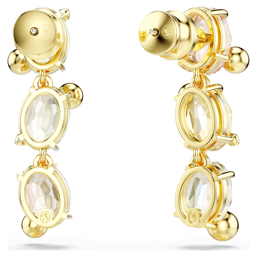 swarovski gema drop earrings  asymmetrical design  mixed cuts  multicolored  gold tone plated