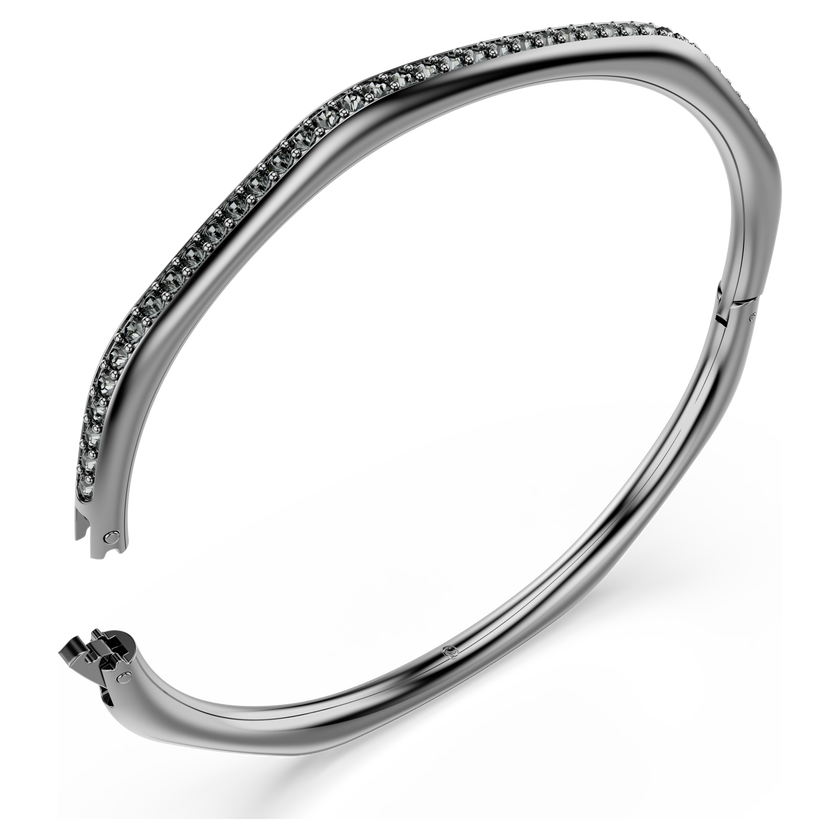 swarovski dextera bangle  octagon shape  round cut  white  ruthenium plated