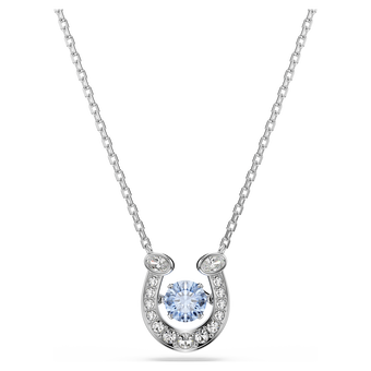 swarovski symbolica pendant  round cut  pav   horse shoe  blue  rhodium plated