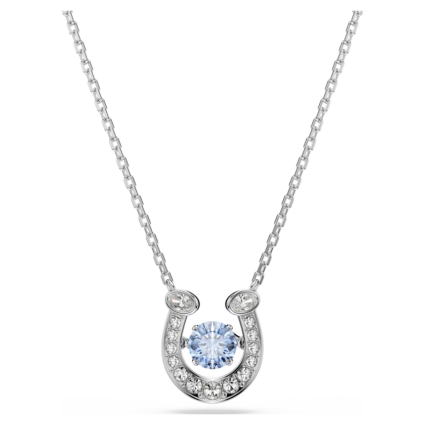 swarovski symbolica pendant  round cut  pav   horse shoe  blue  rhodium plated