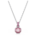 swarovski birthstone pendant  square cut  october  pink  rhodium plated