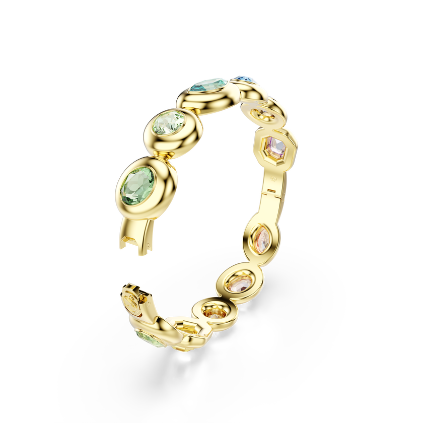 swarovski gema bangle  mixed cuts  multicolored  gold tone plated