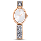 swarovski crystal rock oval watch swiss made metal bracelet silver tone rose gold tone finish