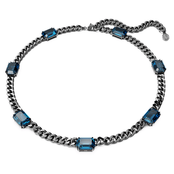 swarovski millenia necklace  octagon cut  blue  ruthenium plated