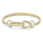 Dextera bracelet, Pavé, Mixed links, White, Gold-tone plated