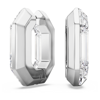 swarovski lucent hoop earrings  octagon shape  small  white
