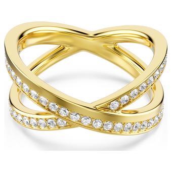 swarovski delta band ring  round cut  white  18k gold finish