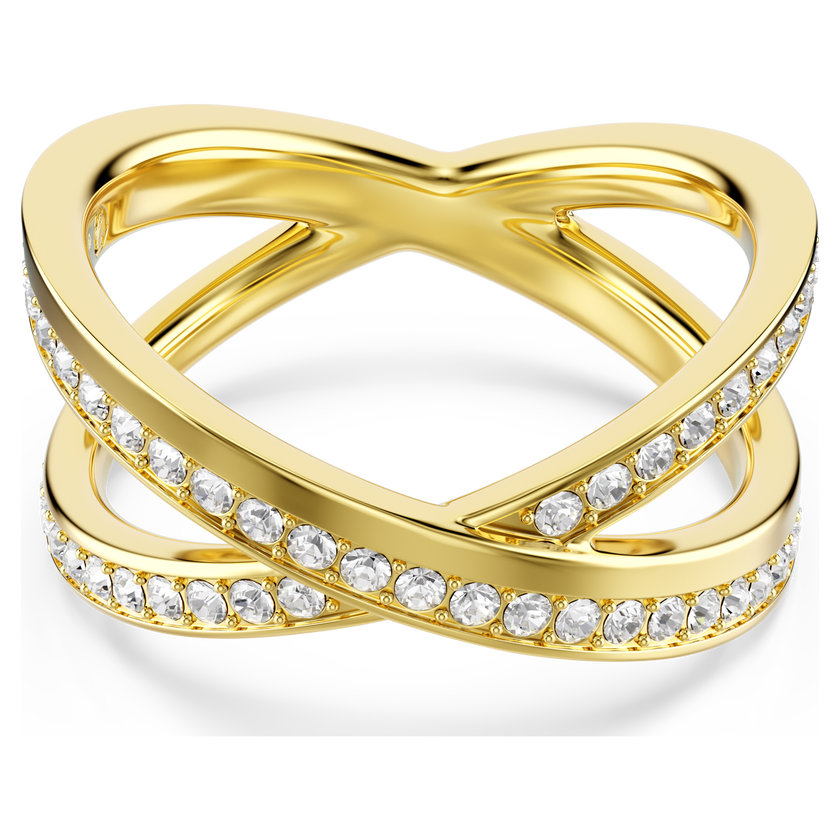 swarovski delta band ring  round cut  white  18k gold finish
