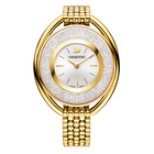 Crystalline Oval Bracelet Watch, Gold Tone