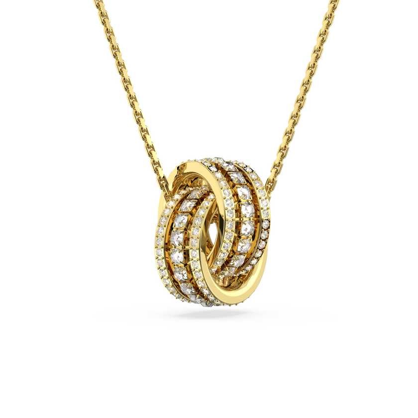 swarovski further necklace  intertwined circles  white  gold tone plated