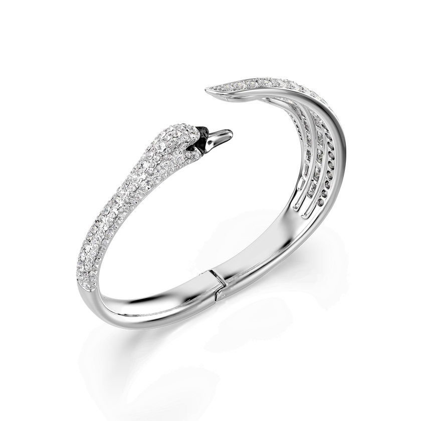 swarovski vienna bangle  mixed cuts  swan  white  rhodium plated