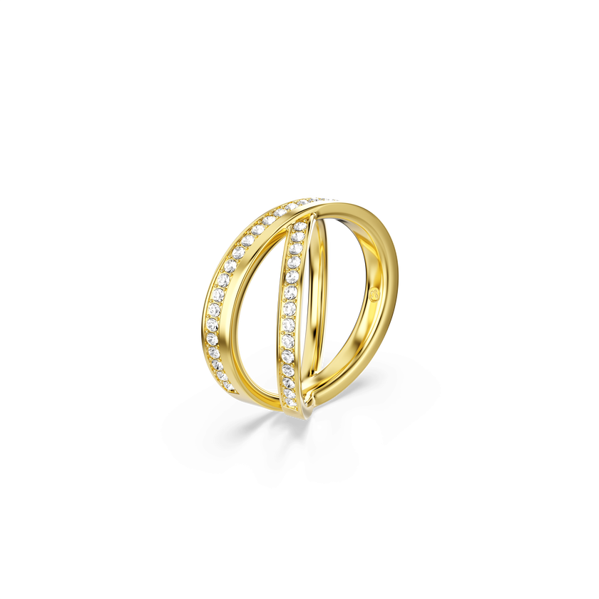 swarovski delta band ring  round cut  white  18k gold finish