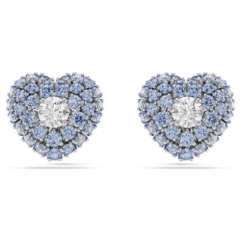 swarovski idyllia stud earrings heart blue rhodium plated