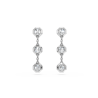 swarovski octagon drop earrings  lab grown diamonds 0 6 ct tw  round shape  sterling silver