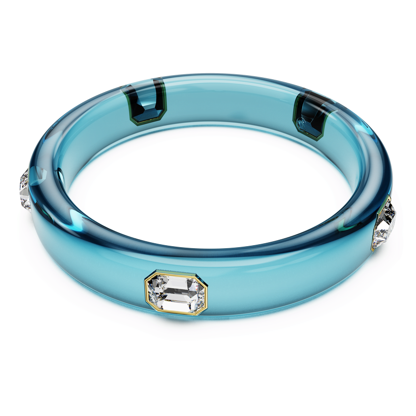 swarovski dulcis bangle  octagon cut  blue  gold tone plated