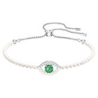Luckily Bracelet, Green, Rhodium plated