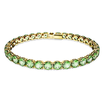 swarovski matrix tennis bracelet round cut green gold tone plated