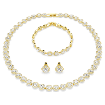 swarovski una angelic set  set  3   round cut  white  gold tone plated