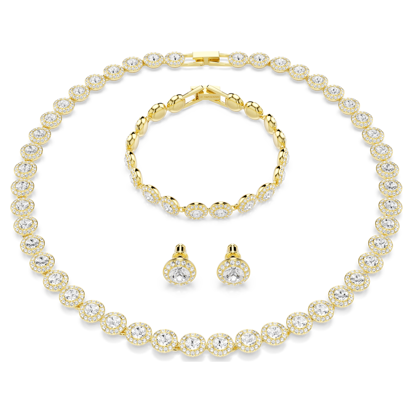 swarovski una angelic set  set  3   round cut  white  gold tone plated