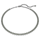 swarovski imber tennis necklace round cut gray ruthenium plated
