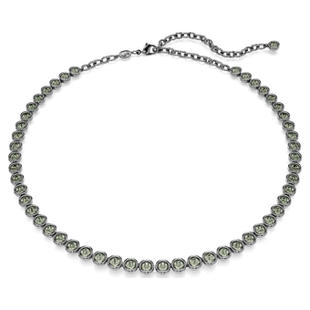 swarovski imber tennis necklace round cut gray ruthenium plated
