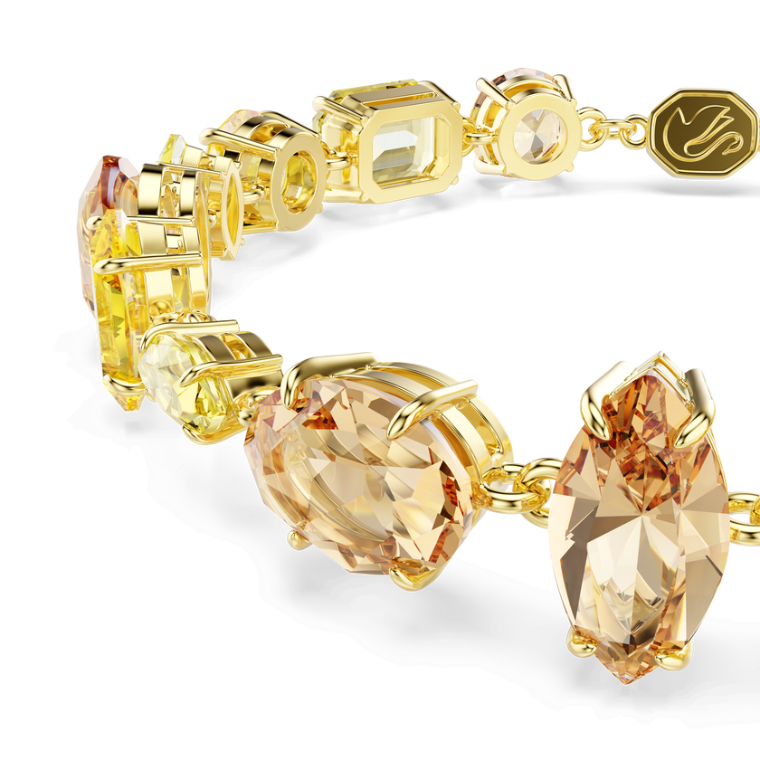 swarovski gema bracelet  mixed cuts  yellow  18k gold finish