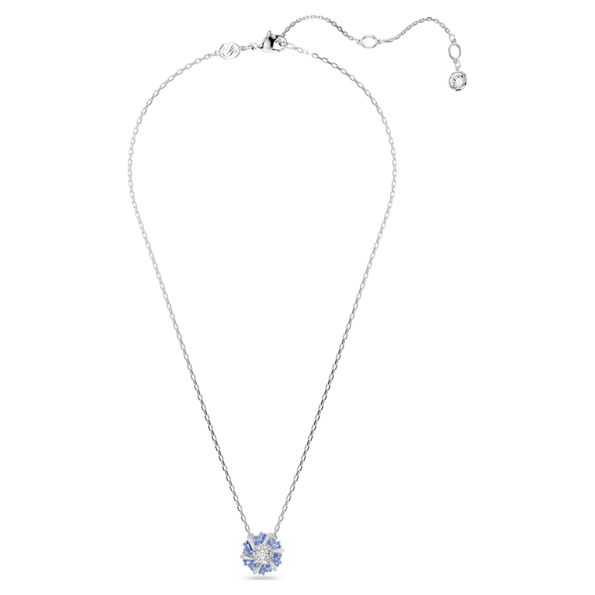 swarovski idyllia pendant  mixed cuts  flower  blue  rhodium plated