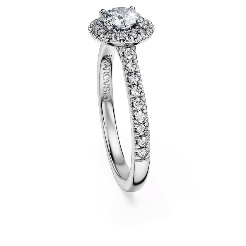 swarovski eternity halo solitaire ring  lab grown diamonds 0 8 ct tw  round shape  18k white gold