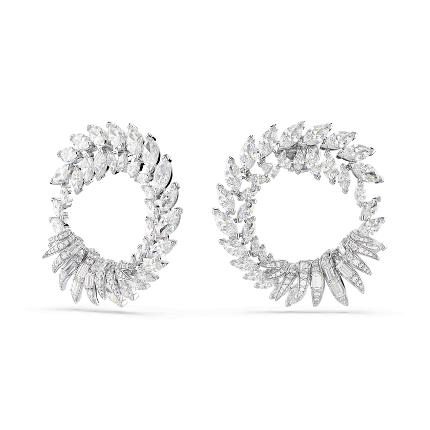 swarovski mesmera hoop earrings  marquise cut  white  rhodium plated