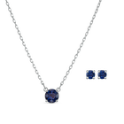 Attract Round Set, Blue, Rhodium plated