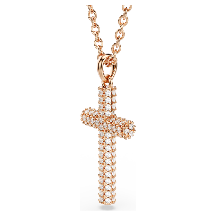 swarovski insigne pendant  cross  white  rose gold tone plated