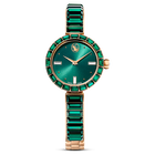 swarovski matrix bangle watch swiss made crystal bracelet green champagne gold tone finish