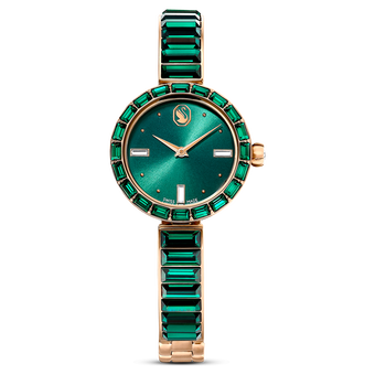 swarovski matrix bangle watch swiss made crystal bracelet green champagne gold tone finish