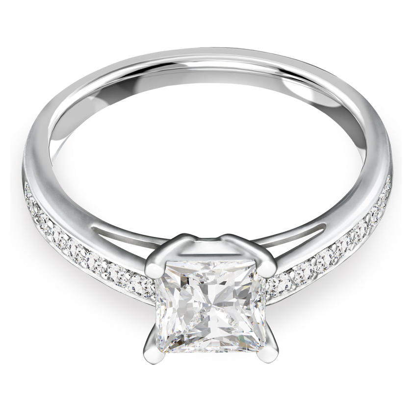 swarovski attract ring  pav   white  rhodium plated