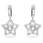 Stella hoop earrings, White, Rhodium plated
