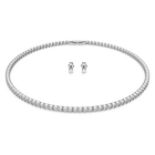 Tennis Deluxe Set, White, Rhodium plated