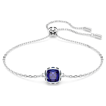 swarovski birthstone bracelet square cut december blue rhodium plated