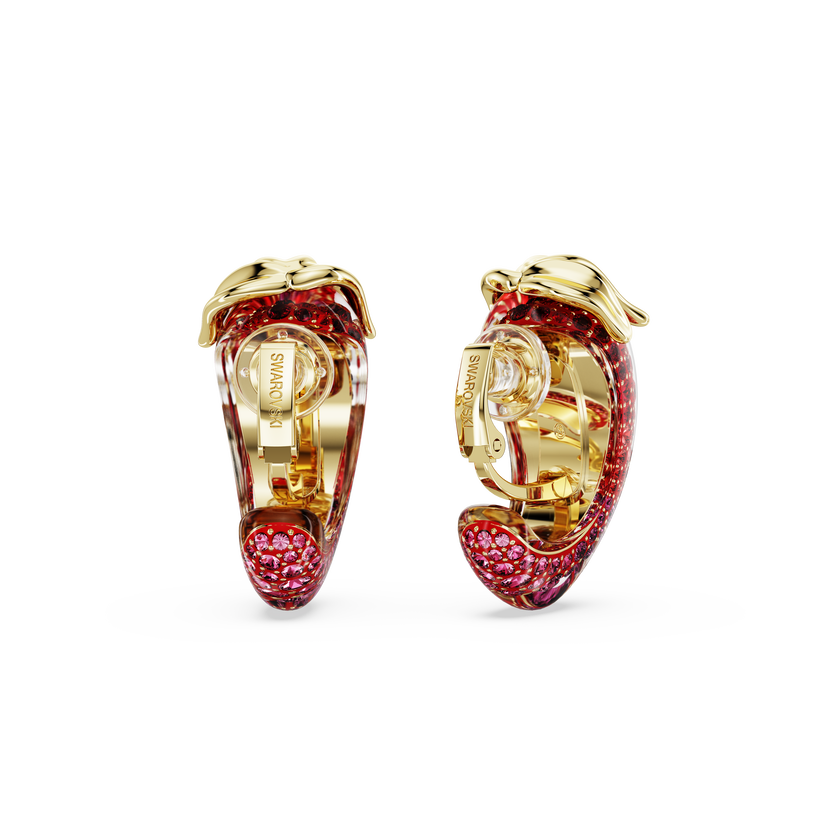 swarovski idyllia clip earrings  red  gold tone plated