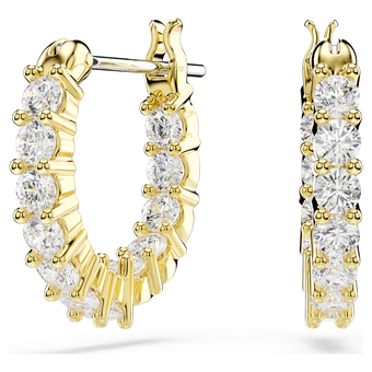 swarovski matrix vittore hoop earrings round cut white gold tone plated