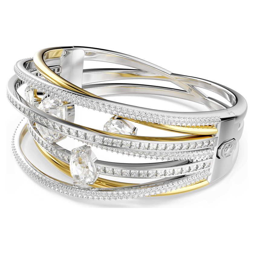 swarovski hyperbola bangle  mixed cuts  white  mixed metal finish