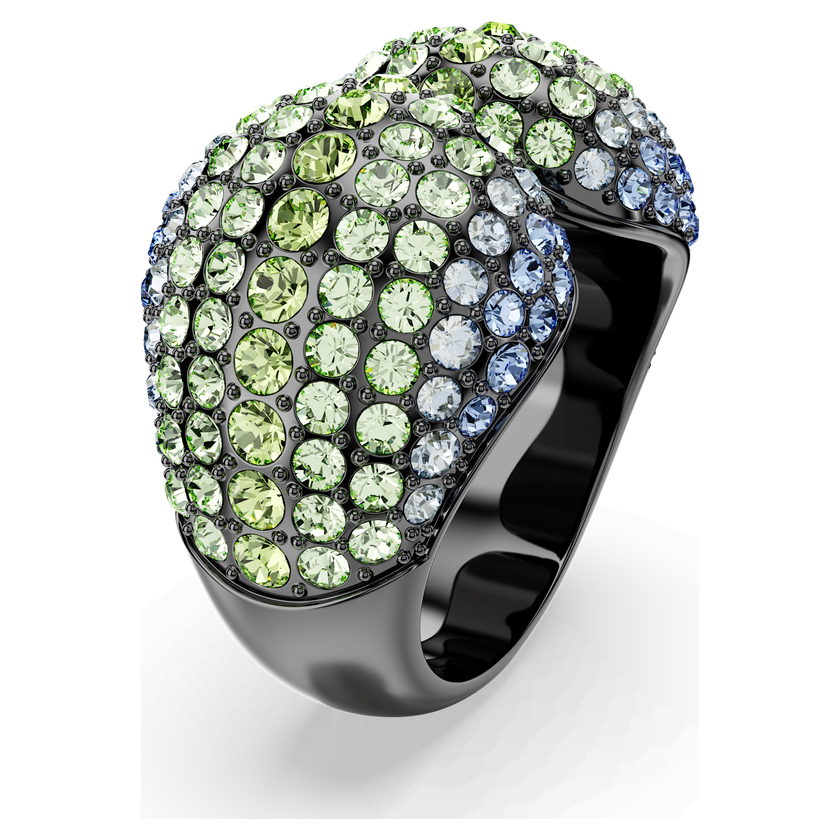 swarovski sublima cocktail ring  round cut  multicolored  ruthenium plated