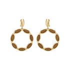 Evil Eye Hoop Clip Earrings, Brown, Gold-tone plated