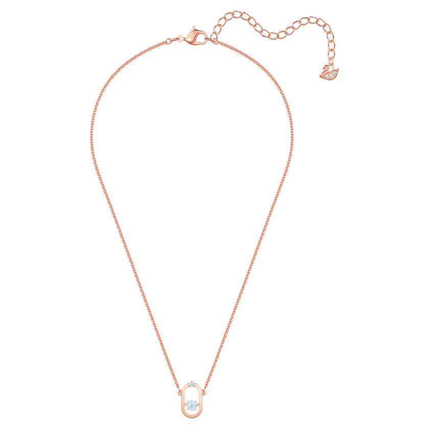 swarovski sparkling dance necklace  round cut  oval shape  white  rose gold tone plated