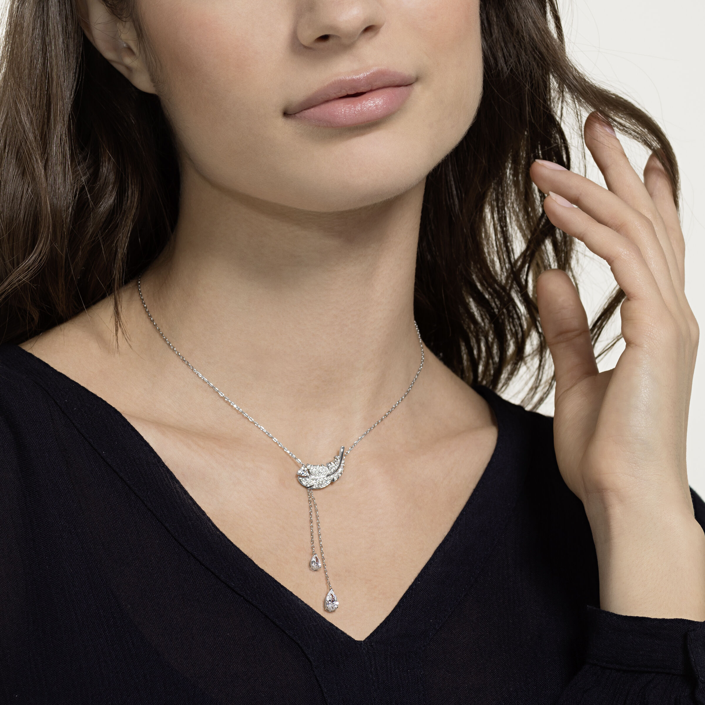 Buy Swarovski Nice Y Necklace White Rhodium plated