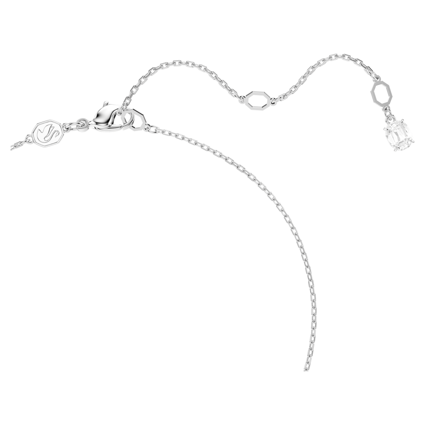 swarovski matrix pendant  crystal pearl  round cut  white  rhodium plated
