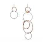 Lifelong Heart hoop earrings, Asymmetrical design, Heart, White, Mixed metal finish